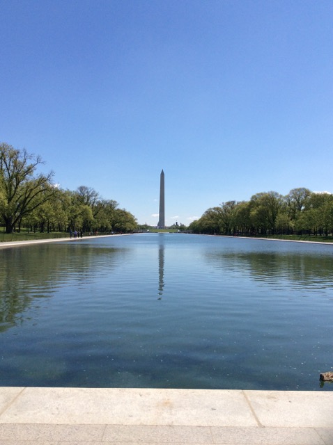 A photo of the Washington Monument reflected in the water